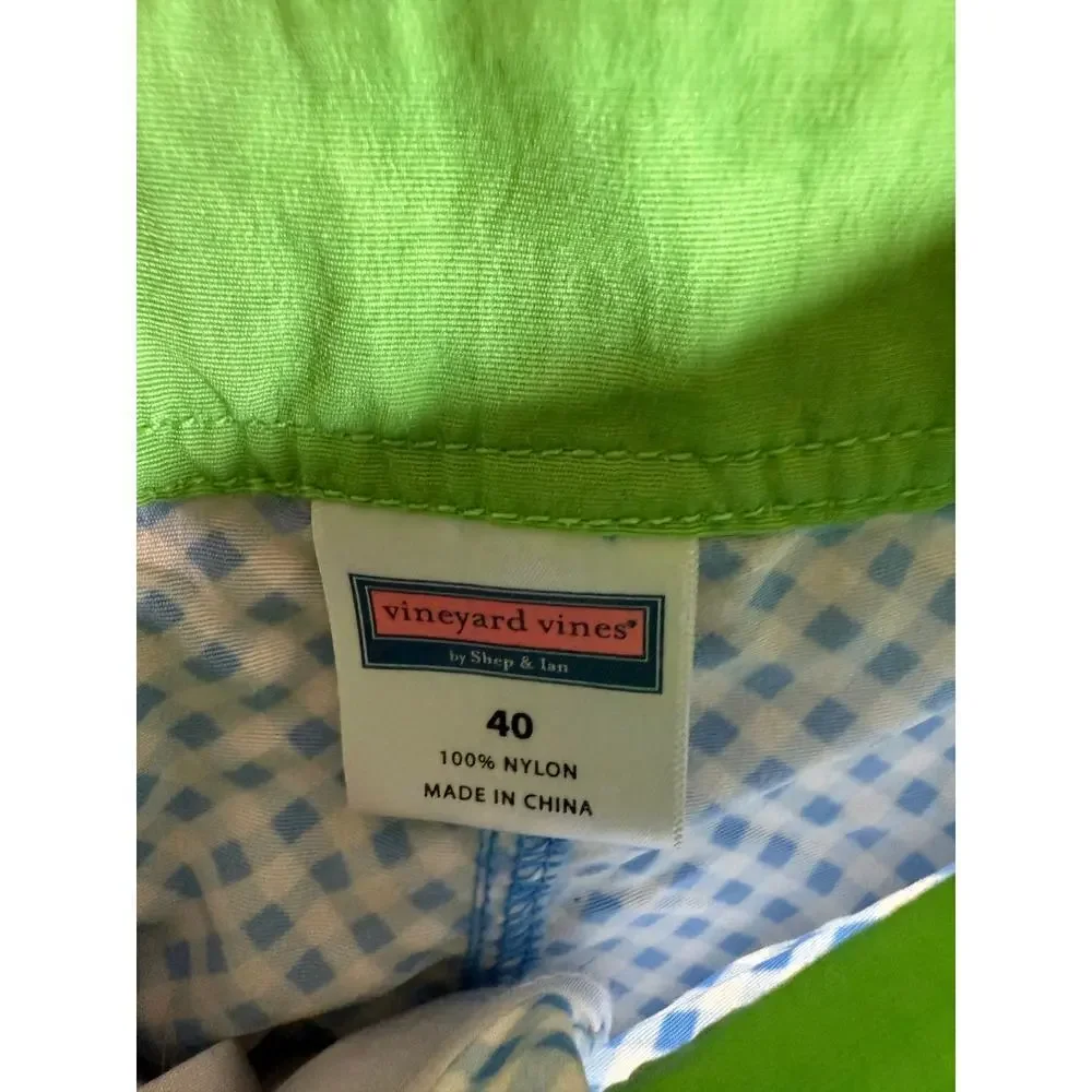 EUC Vineyard Vines Blue White Plaid Board Shorts No Lining Size 40